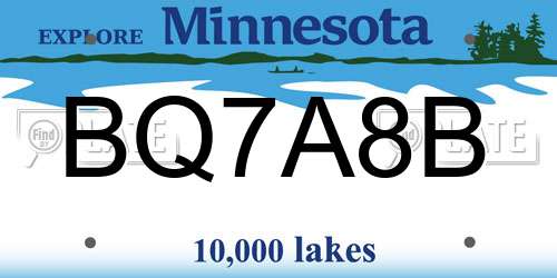 BQ7A8B Minnesota License Plate