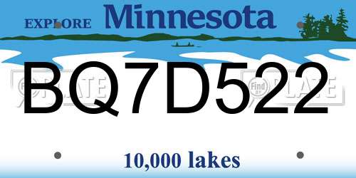BQ7D522 Minnesota License Plate