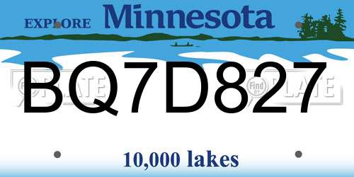 BQ7D827 Minnesota License Plate