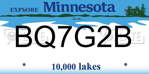 BQ7G2B Minnesota License Plate