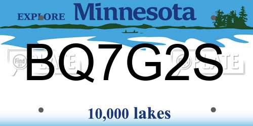 BQ7G2S Minnesota License Plate