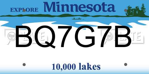 BQ7G7B Minnesota License Plate