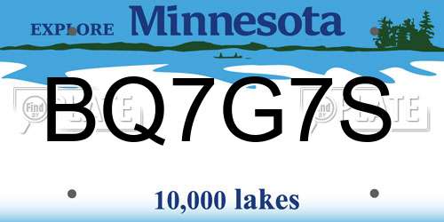 BQ7G7S Minnesota License Plate