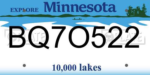 BQ7O522 Minnesota License Plate