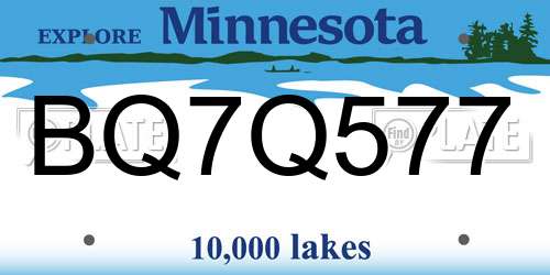 BQ7Q577 Minnesota License Plate