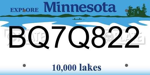 BQ7Q822 Minnesota License Plate