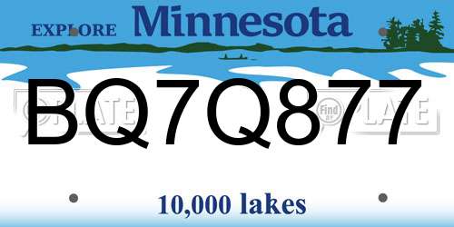 BQ7Q877 Minnesota License Plate