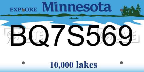 BQ7S569 Minnesota License Plate