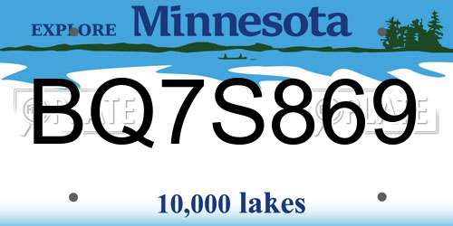 BQ7S869 Minnesota License Plate