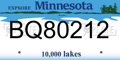BQ80212 Minnesota License Plate