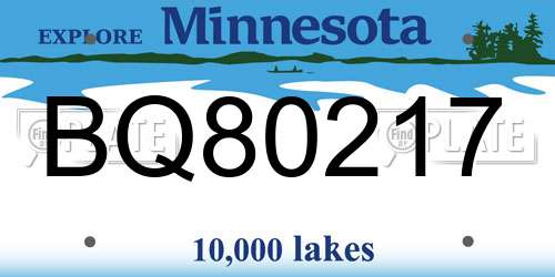 BQ80217 Minnesota License Plate