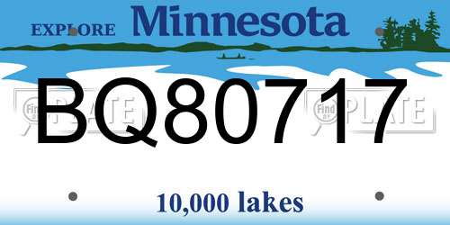 BQ80717 Minnesota License Plate