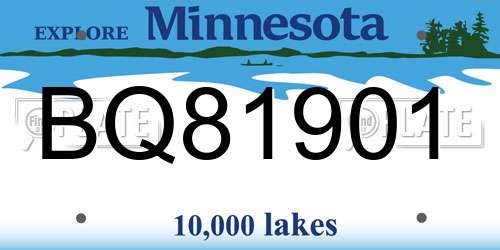 BQ81901 Minnesota License Plate