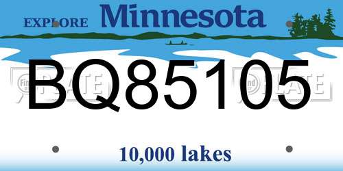 BQ85105 Minnesota License Plate