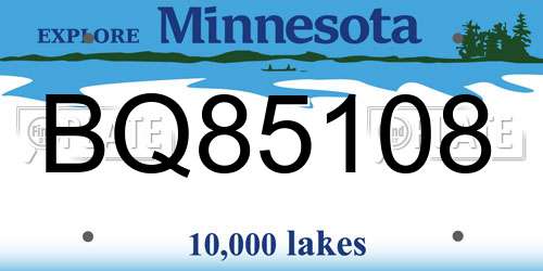 BQ85108 Minnesota License Plate