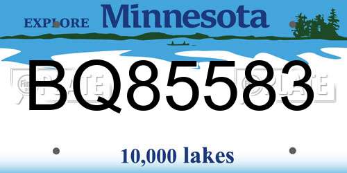 BQ85583 Minnesota License Plate