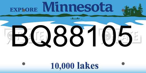 BQ88105 Minnesota License Plate