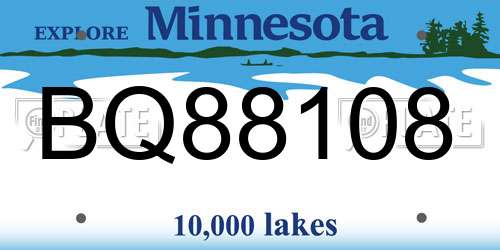 BQ88108 Minnesota License Plate