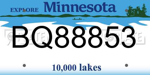 BQ88853 Minnesota License Plate