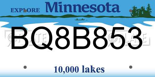 BQ8B853 Minnesota License Plate