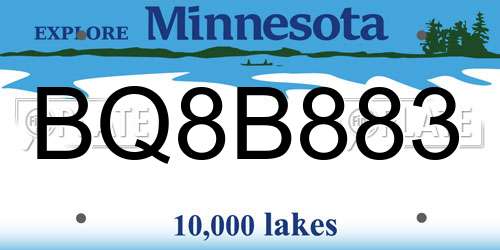 BQ8B883 Minnesota License Plate