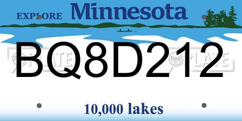 BQ8D212 Minnesota License Plate