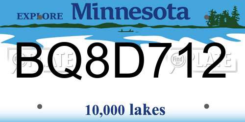BQ8D712 Minnesota License Plate