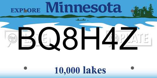 BQ8H4Z Minnesota License Plate