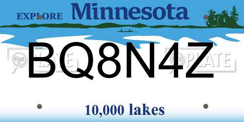 BQ8N4Z Minnesota License Plate