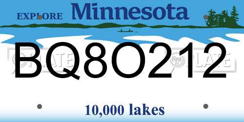 BQ8O212 Minnesota License Plate