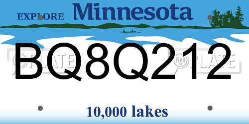 BQ8Q212 Minnesota License Plate