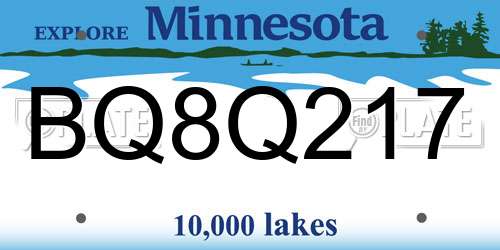 BQ8Q217 Minnesota License Plate