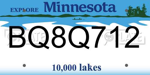 BQ8Q712 Minnesota License Plate