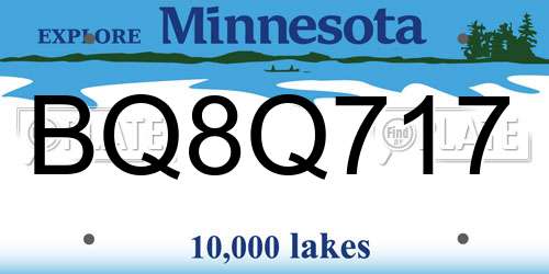 BQ8Q717 Minnesota License Plate