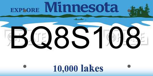 BQ8S108 Minnesota License Plate