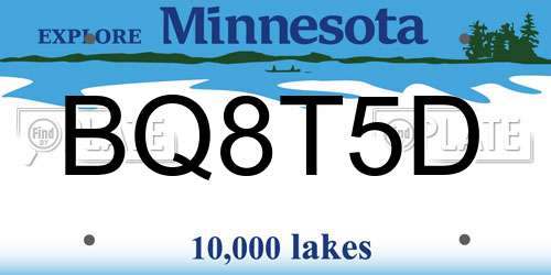 BQ8T5D Minnesota License Plate