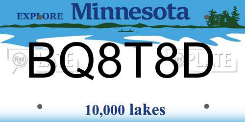 BQ8T8D Minnesota License Plate