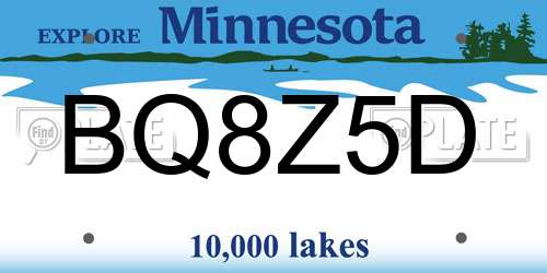 BQ8Z5D Minnesota License Plate