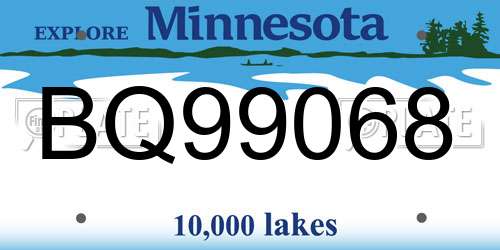 BQ99068 Minnesota License Plate