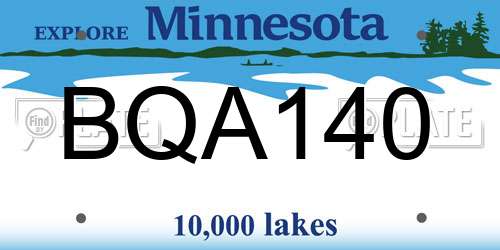 BQA140 Minnesota License Plate