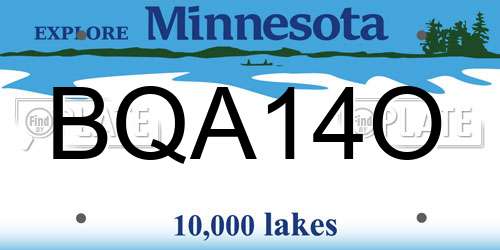 BQA14O Minnesota License Plate