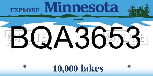 BQA3653 Minnesota License Plate