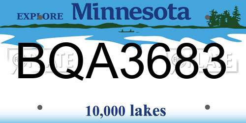 BQA3683 Minnesota License Plate