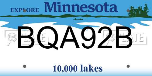 BQA92B Minnesota License Plate