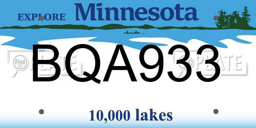 BQA933 Minnesota License Plate