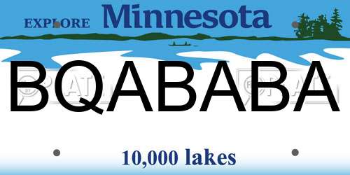 BQABABA Minnesota License Plate
