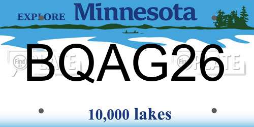 BQAG26 Minnesota License Plate