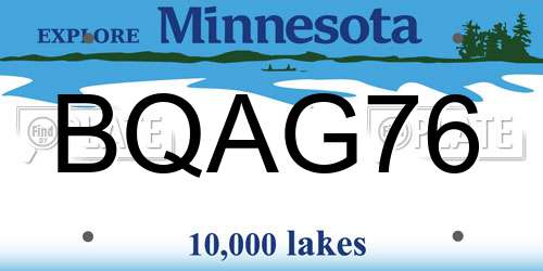 BQAG76 Minnesota License Plate
