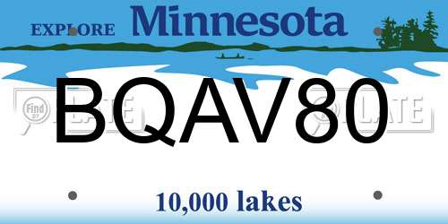 BQAV80 Minnesota License Plate
