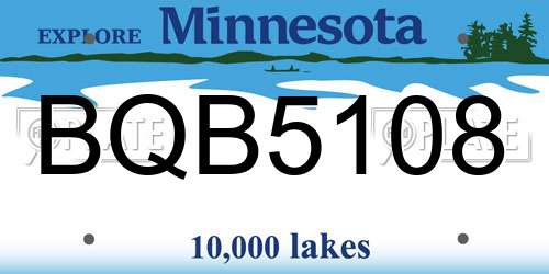 BQB5108 Minnesota License Plate